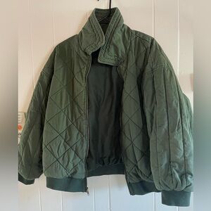 Green quilted jacket